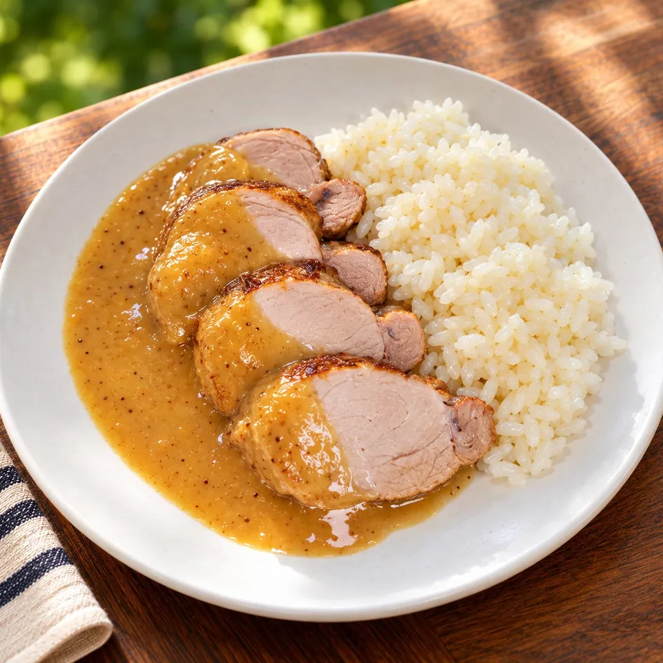 Solomillo con salsa de mostaza